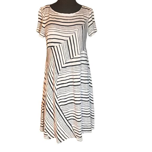Anthropologie Maeve Stripestack Lagenlook Shift Knit Midi Flowy Comfy Dress M - Picture 3 of 9